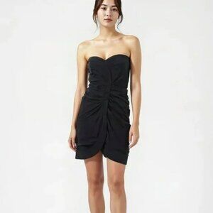 Alice Olivia Black Purple Bodycon Ruched Shirred Silk Holiday Cocktail Dress 6